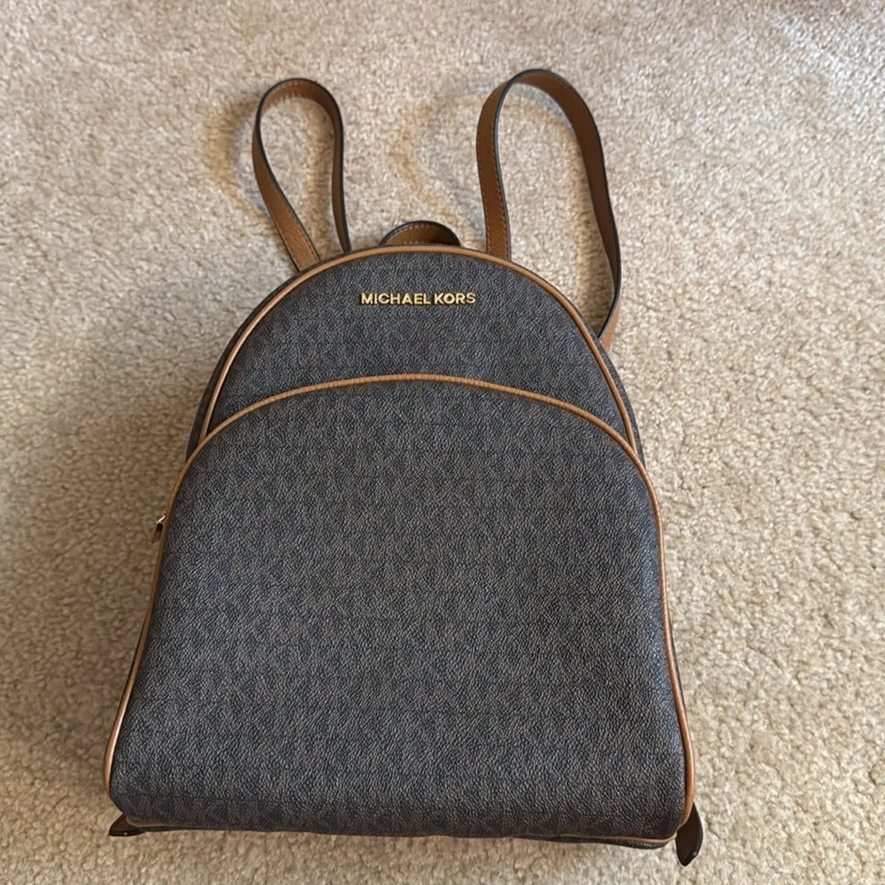 Michael Kors Brown Monogrammed Backpack - Picture 3 of 13